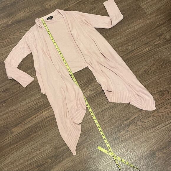 Bebe Cascading Front Long Sleeve Cardigan High Low Hem Light Pink Size Large - Picture 11 of 11